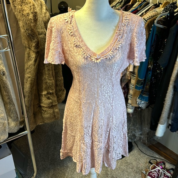 Dawn Joy fashions. Lace pink dress. Size M - Picture 2 of 9